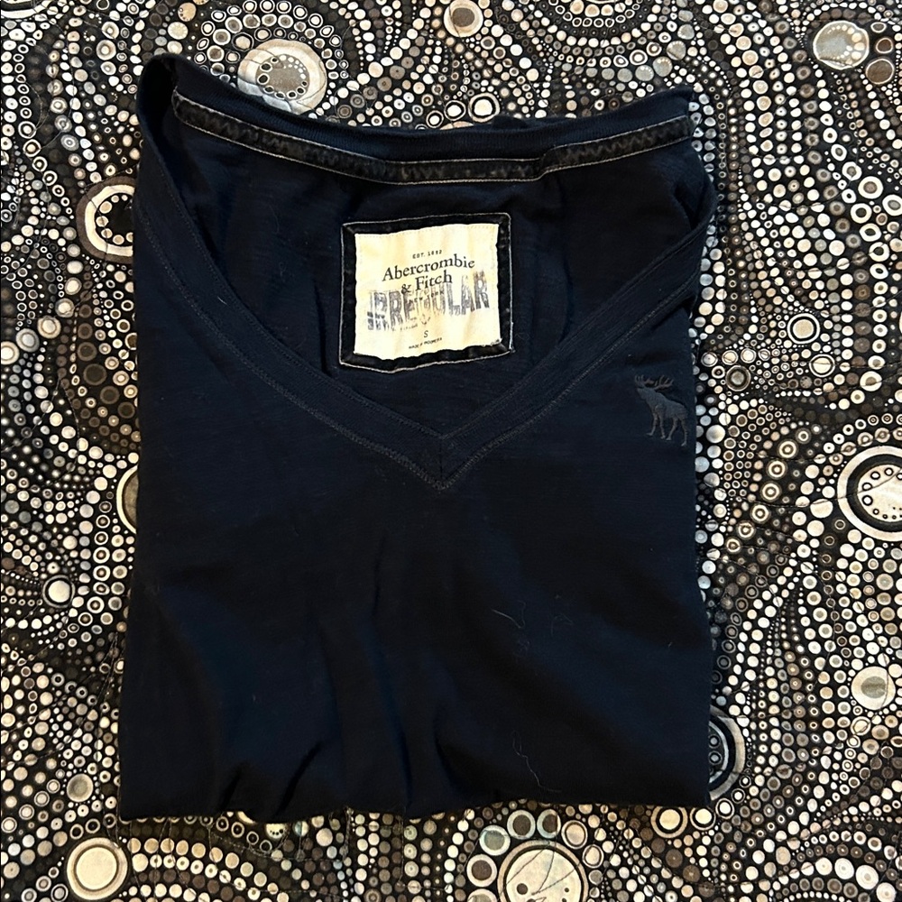 Abercrombie & Fitch Womens S Navy Blue V-Neck Long Sleeve Shirt - Picture 3 of 6